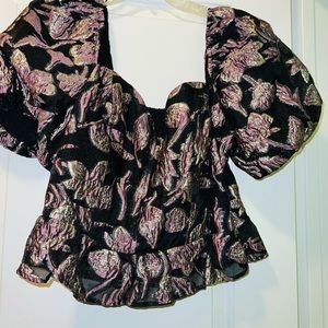 Astr the label jacquard off shoulders blouse